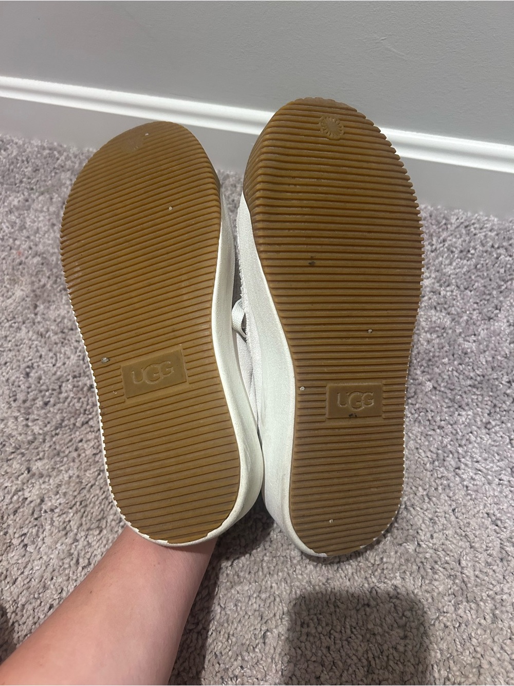 UGG White Lace-Up Platform Sneakers with Gum Tread - Picture 5 of 6